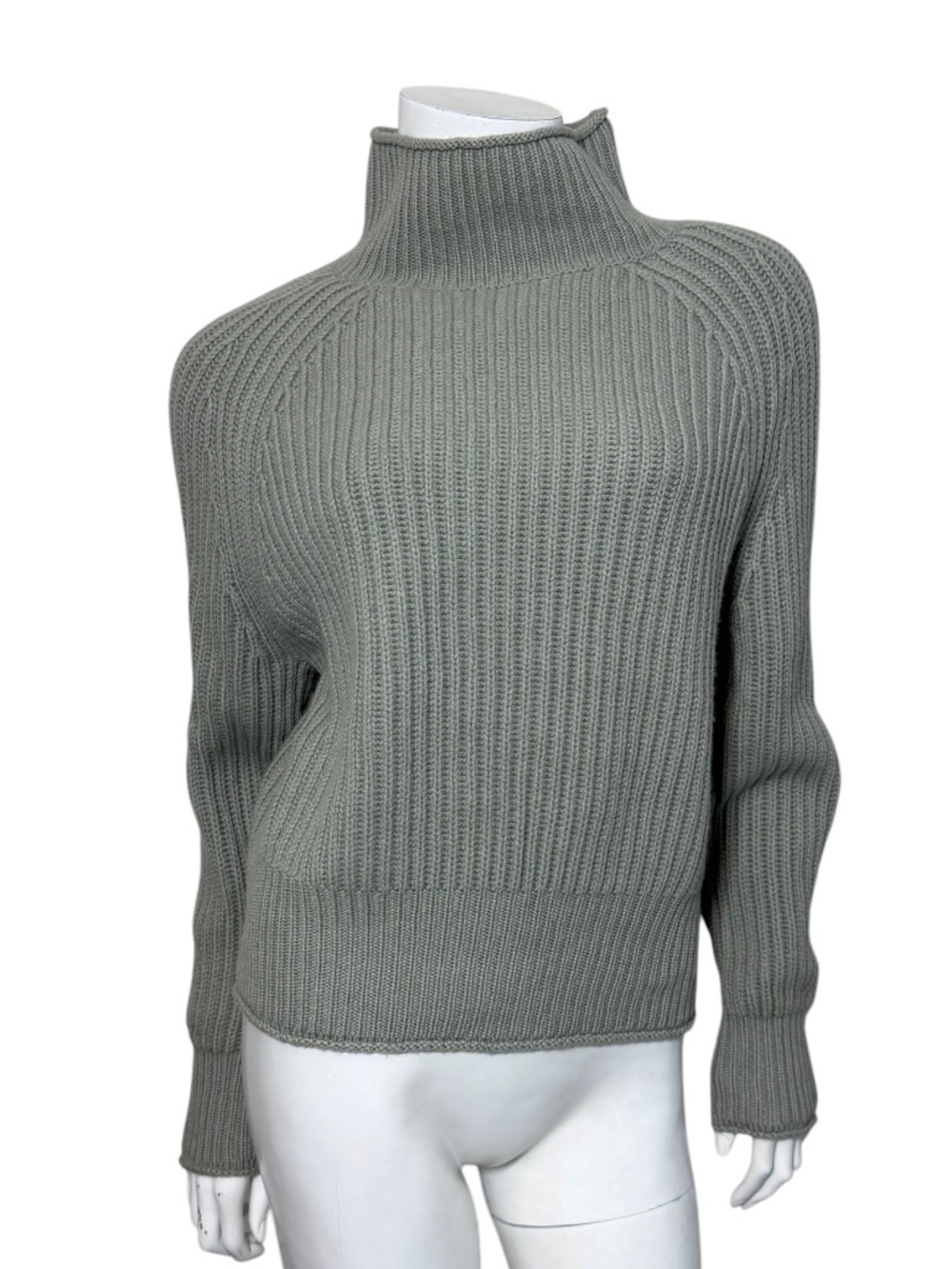 Allude 100% Cashmere Heavy Ribbed Turtleneck Sweater Grey Womens XS